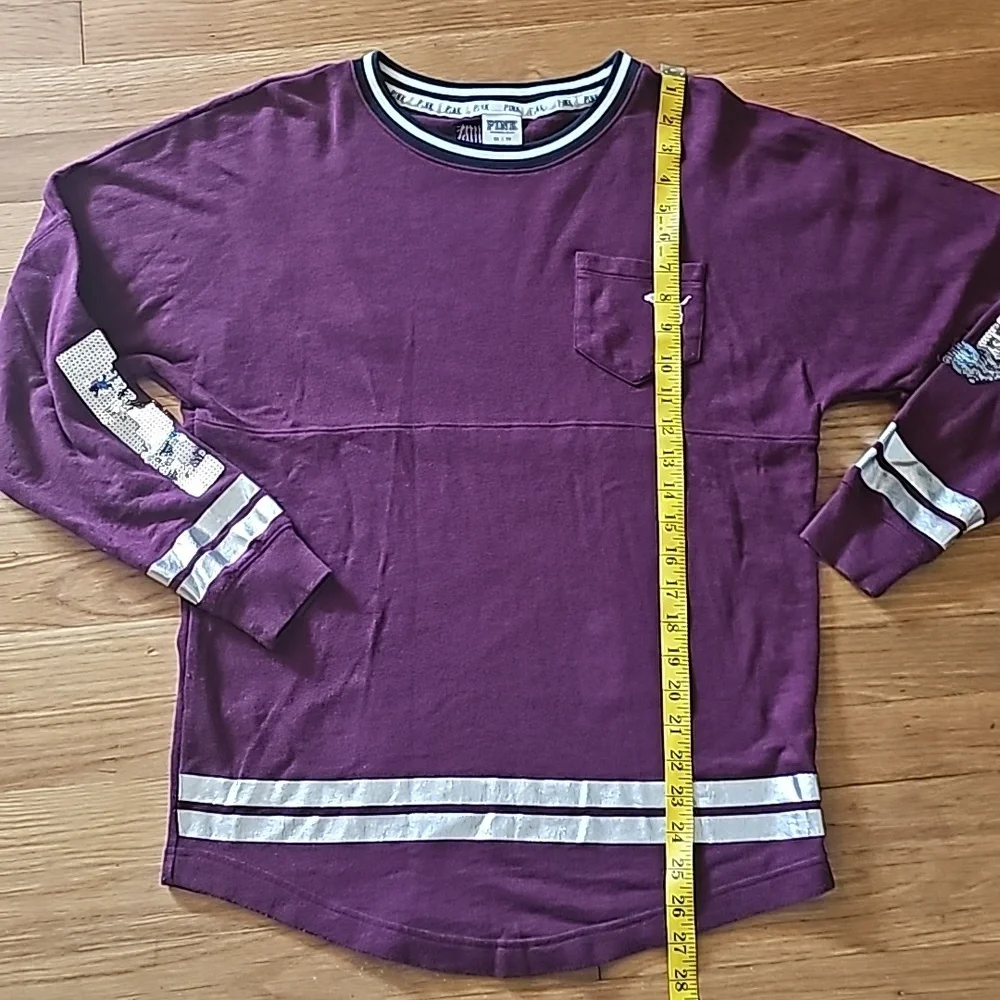 Pink Victoria's Secret Long Sleeve Dark Red Sequin Top Women's Size X-Small - Picture 6 of 12